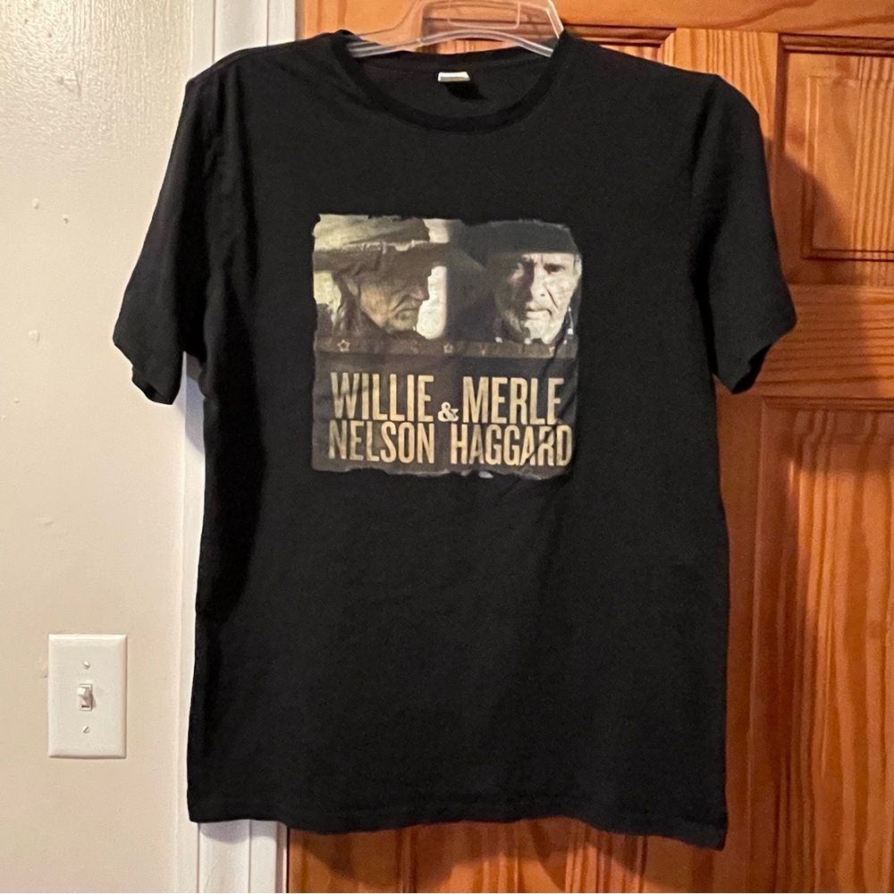 Willie & Merle Black Graphic T-Shirt